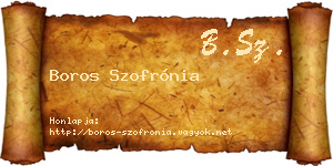 Boros Szofrónia névjegykártya