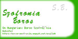 szofronia boros business card